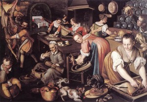 a kitchen scene painted in the 1580s by Vincenzo Campi